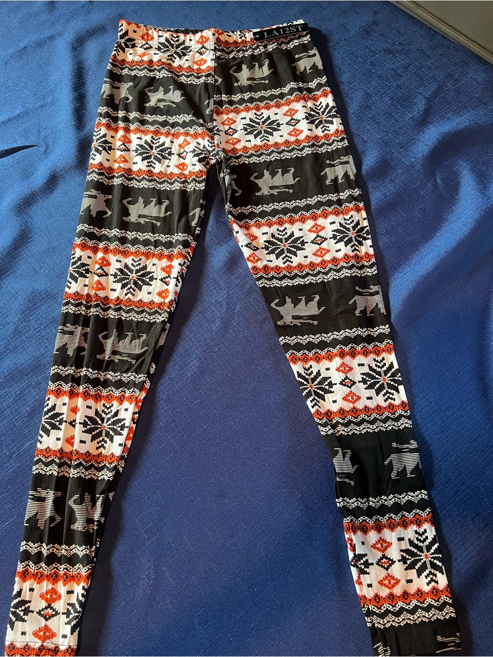 Kids Black & Orange Patterned Holiday Leggings